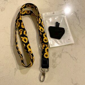 Phone Lanyard - Adjustable Neck Straps with Phone Pads - Yellow Sunflower
